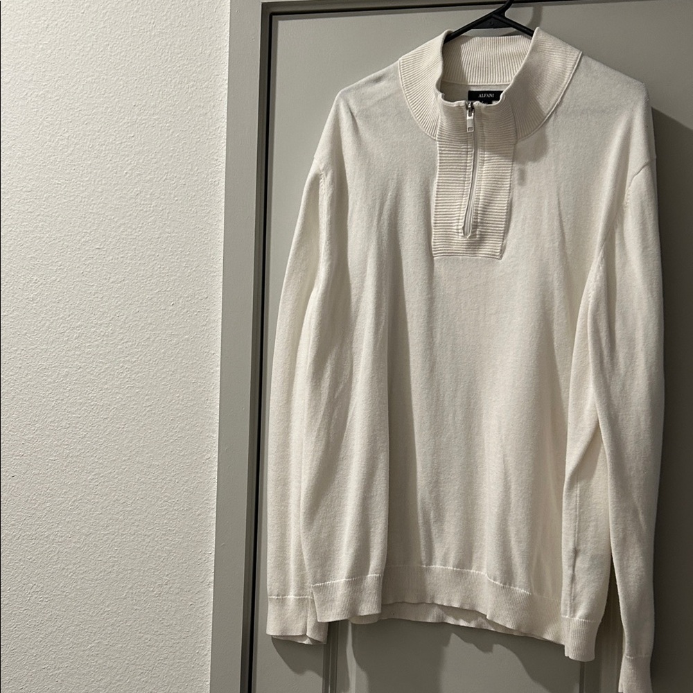 Alfani Men's Cream Zip-Up Sweater